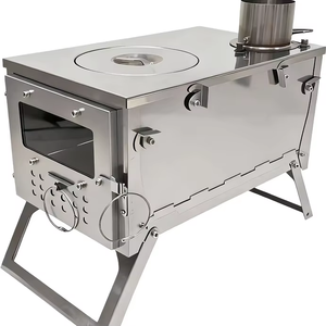Réchaud de camping extérieur en acier inoxydable pour <span class=keywords><strong>bois</strong></span> et charbon, léger et pliable, avec fenêtre de visualisation en verre - Product Image 1