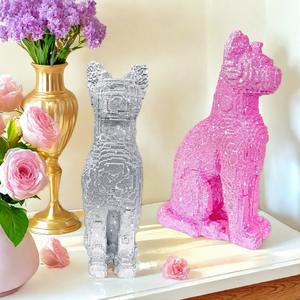 Cross-border Creative Glitter Epoxy Resin Sculpted Sitting <b>cat</b> Ornament Light Luxury High-end Folk Art Style Home Entrance - Product Image 2