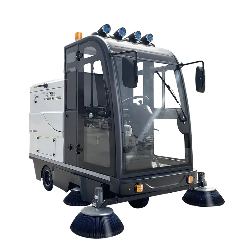 Yeni tasarım supSBN-2000AW özel araç yol temizleme sürüş süpürgesi tamamen kapalı toz temizleme makinesi