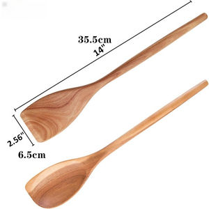 Juego de 3 Utensilios de Cocina de Madera de Teca con Cucharas, Resistentes al Calor, Aptos para Lavavajillas, Diseño Japonés y Coreano - Product Image 5