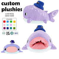 Peluche requin baleine violette personnalisée à faible MOQ, jouet en peluche doux avec logo/couleur personnalisés pour cadeaux d'enfants