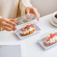 Boîte d'emballage de pâtisserie jetable Boîte à pâtisserie rectangulaire en plastique transparent Boîte d'emballage pour gâteau et croissant pour pain