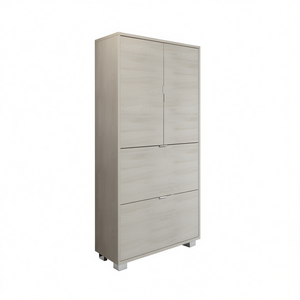 Zapatero Multiusos con 2 Puertas Abatibles y 2 Puertas de Madera Melamina L76xH155xD30 Blanco Olmo - Product Image 3