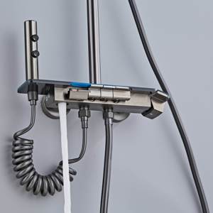 Juego de <span class=keywords><strong>ducha</strong></span> termostática de anodización Digital LED de lujo contemporáneo, grifo de <span class=keywords><strong>ducha</strong></span> de aluminio montado en la pared - Product Image 3