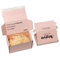 Échantillons gratuits, conception personnalisée, boîte d'emballage en carton auto-scellante, boîte à courrier rose pour vêtements avec bande détachable
