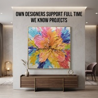 Peinture à l'huile abstraite texturée 3D personnalisée pour la décoration de suites d'hôtels de luxe, projet hôtelier commercial contemporain, art mural