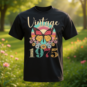 T-shirt vintage con stampa floreale a farfalla del 1975 per la mamma - Product Image 3