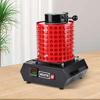 Haute température 1600 ° Fourneau de fusion par induction C 1500W 220V avec couvercle de protection anti-brûlure rouge pour la fusion de l'or, de l'argent et du laiton