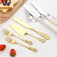 Ensemble de couverts en métal épaissi de style rétro Cour Impériale, comprenant couteau à gâteau, spatule et fourchette, pour fromage et pizza