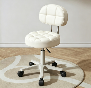 Modern Tufted Barber Chair Swivel Salon <b>Stool</b> Height Adjustable Upholstered <b>Seat</b> Rolling Back Chair for Beauty Studio - Product Image 6