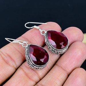 Handmade <b>Garnet</b> Drop <b>Earrings</b> Dangle Drop <b>Earrings</b> Stylish Gemstone <b>Earring</b> Handmade Gemstone <b>Earrings</b> Dangle Drop <b>Earrings</b> - Product Image 3