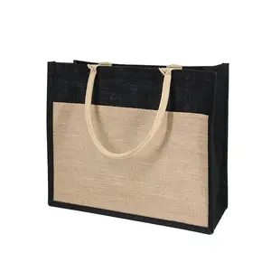 Large size vegetable burlap grocery jute women shopping bag custom