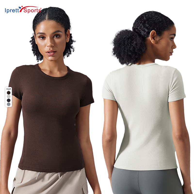 Modal Short Sleeve T-shirt Crew Neck Yoga Top Girls Clothing Active T-shirts& Tank Tops Women Short Sleeves Yoga T-shirt Top