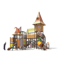 Équipement de terrain de jeu extérieur en bois et plastique pour enfants, série Voyage Magique, ensemble de jeux d'escalade et d'équilibre pour la maternelle