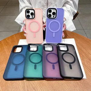 magnetische hautfreundliche Silicone-Kanten harter PC-Rückseite schlanke transluzente Matte Hülle für iPhone 14 13 pro max 15