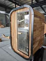 Sauna traditionnel à vapeur compact pour 1-2 personnes, en cèdre rouge/cèdre d'Hemlock, avec poêle et pierres, modèle HELIUS, très demandé pour l'extérieur.