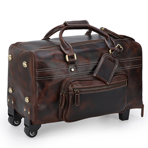 Tiding-maleta a prueba de agua con ruedas, bolso de viaje de piel de vaca auténtica - Product Image 3