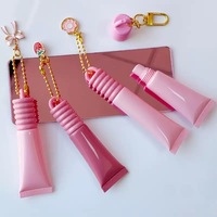 Tube de gloss à lèvres personnalisé avec logo, 8 ml, 15 ml, motif spirale, tube rose brillant, tube de couleur pour les lèvres, tube à presser liquide avec pendentif