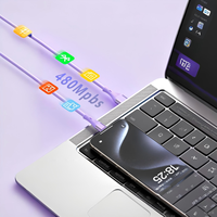 Kabel Pengisi Daya dan Data USB-C ke USB-A Premium, Kabel Silikon, Kecepatan Tinggi 480Mbps untuk iPhone 16/15, iPad, Galaxy, Tablet