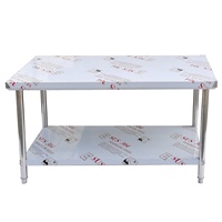 Table d'équipement de buffet fabriquée en usine banc en acier inoxydable de comptoir à bord droit avec étagère de dessous à deux niveaux