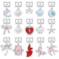 Mode Italien Module Charme Bracelet En Acier Inoxydable Papillon Amour Coeur Bowknot Shell Crochet Charmes Bracelet