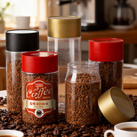 Bocaux en plastique personnalisés pour aliments, 600-1000 ml, ronds, avec bouchon à vis doré, bouteilles PET hermétiques, contenants de stockage transparents pour poudre de café