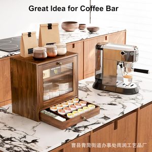 Wooden Double Layer Bread Box Flip Top Storage Cabinet For <b>Kitchen</b> Bread Pastry Fruit Vegetable Coffee Capsule - Product Image 5