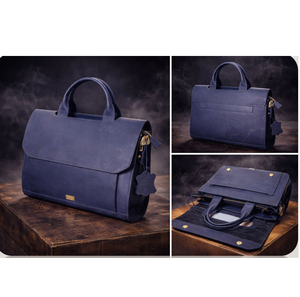 Sac à bandoulière pour ordinateur portable en cuir véritable de qualité supérieure, élégant, moderne, professionnel, pour les affaires et le bureau - Product Image 4