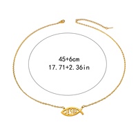 Collares de Joyería de Moda de Acero Inoxidable Chapado en Oro, Resistentes al Agua, con Colgante de Pez Jesús Cristiano Religioso, para Mujeres y Hombres, Venta al por Mayor