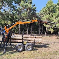 Petite remorque forestière hydraulique à 4 roues motrices Quad 3400 ATV avec flèche d'articulation et treuil de grue