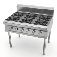 Cuisinière à gaz commerciale à 6 brûleurs de style chinois en acier inoxydable de qualité supérieure à prix d'usine