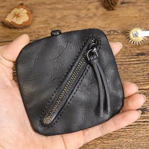 Stylish Custom Leather Coin Zipper Pouch Case Baffalo <b>Small</b> Mini Triangle Pyramid Square Trapezoid Fashion Tied <b>Purse</b> - Product Image 3