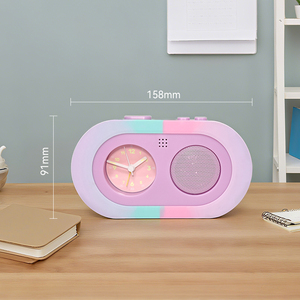 Cadeau Mignon <span class=keywords><strong>Anime</strong></span> Mechanical Quartz Mini Table Minimal Desktop Pink Small Alarm Analog Clock on Desk with Sound Voice Recording - Product Image 2