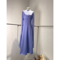 Robe longue élégante WIWT pour femme, coupe trapèze, manches longues, col montant, chic, pour soirée, fête ou tenue quotidienne