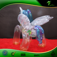 Jouet gonflable hongyi d'animal de cheval de dessin animé gonflable de costume de poney d'arc-en-ciel de PVC clair personnalisé