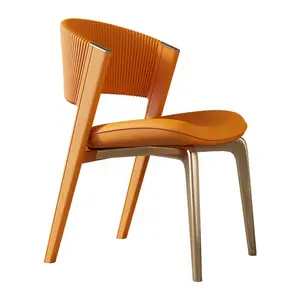 كرسي عشاء فاخر بتصميم إسكندنافي للمطاعم المنزلية مصنوع من الجلد بأحدث تصميم كرسي مفاوضات بمسند للظهر