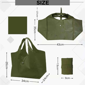 Sacs de courses réutilisables pliables en polyester 210D personnalisables de qualité avec poche pour logo, pour les voyages et les activités de plein air - Product Image 2