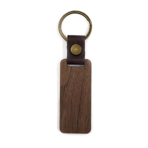 Solid Black Walnut and Vertical Beech Wooden Keychain with Laser Engraved Logo