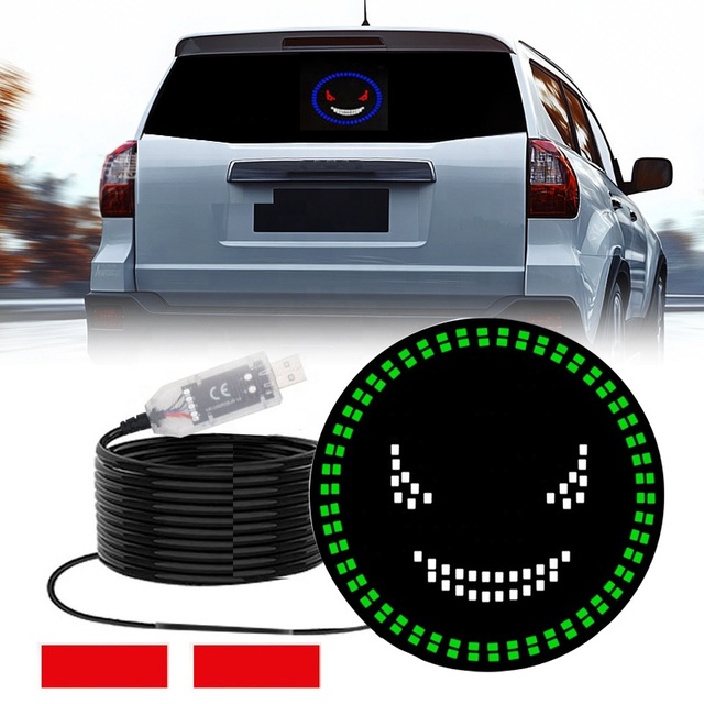 Lemombo High Quality New Aluminum Car Devil Eye LED 12V USB Powered 5W Decorative Blinking Lights Smiling Eyes 12-Month Warranty