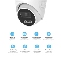 Cámara de Red Domo IP POE para Exterior e Interior con Detección Facial IA 4K 8MP y Audio