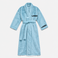 Peignoir de luxe en polaire corail chaud pour femme, col châle, doux et moelleux, pour l'hiver et le SPA, avec logo personnalisé, ceinture et poches, vente en gros