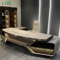 Bureau de direction en forme de L de haute qualité Liyu Furniture, style classique traditionnel en bois, pour PDG, directeur ou patron.