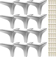 Silberne Möbelbeine, Metall-Ersatzfüße Dreieckig, Tischbeine für Schrank Sofa Kommode Couch Ottoman Moderner Stil