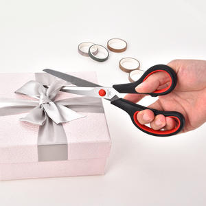 Ciseaux ménagers en acier inoxydable, ensemble de 5 pièces, manche noir et rouge, tête droite, pour la couture à domicile, l'artisanat - Product Image 5