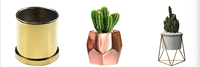 Pot de plantes en marbre pour l'intérieur, jardinière succulente métallique dorée en céramique