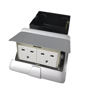 MAADN - <span class=keywords><strong>Caja</strong></span> de <span class=keywords><strong>Enchufes</strong></span> Empotrable en el <span class=keywords><strong>Suelo</strong></span>, Estándar del Reino Unido, Enchufe Plateado Integrado en el Escritorio, 2 Tomas de Corriente para Sala de Estar u Oficina - Product Image 2