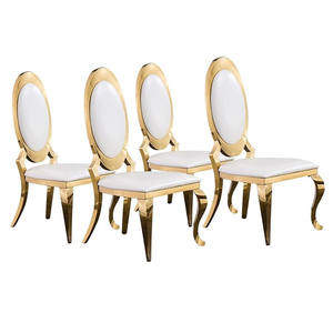 Chaise King de luxe pour hôtel Chaise Queen Chaise trône de mariage blanc avec garniture dorée pour les mariés - Product Image 1