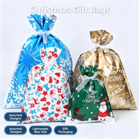 Kantong Kemasan Hadiah Belanja Plastik Cetak Kustom dengan Logo Dekorasi Natal Tas Hadiah Tali Serut