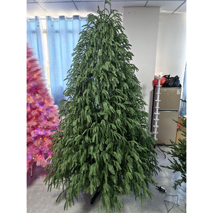 Sapin de Noël d'intérieur de 2,4 mètres, grand et épais, avec LED multicolores pré-éclairées, double couleur, en PE, entièrement en PE, rotatif - Product Image 6