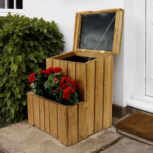 Abri de jardin en <span class=keywords><strong>bois</strong></span> pour colis, boîte de livraison extérieure étanche avec <span class=keywords><strong>jardinière</strong></span> et toit à charnières ouvrable - Product Image 1